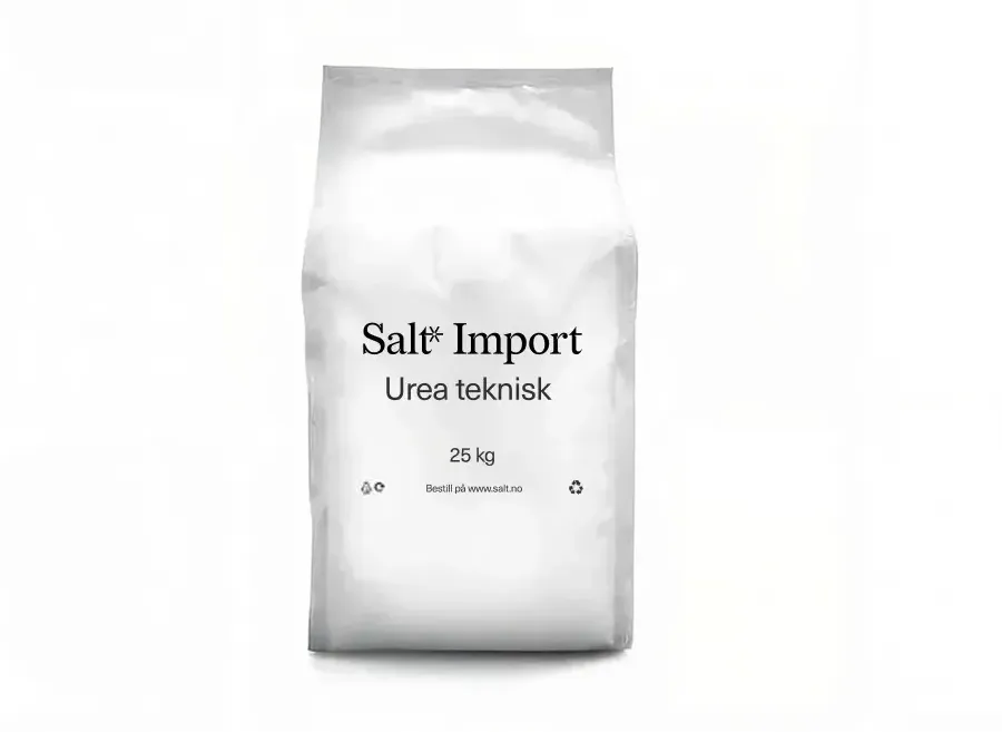 Hvit 25 kg sekk med Urea teknisk fra Salt Import.